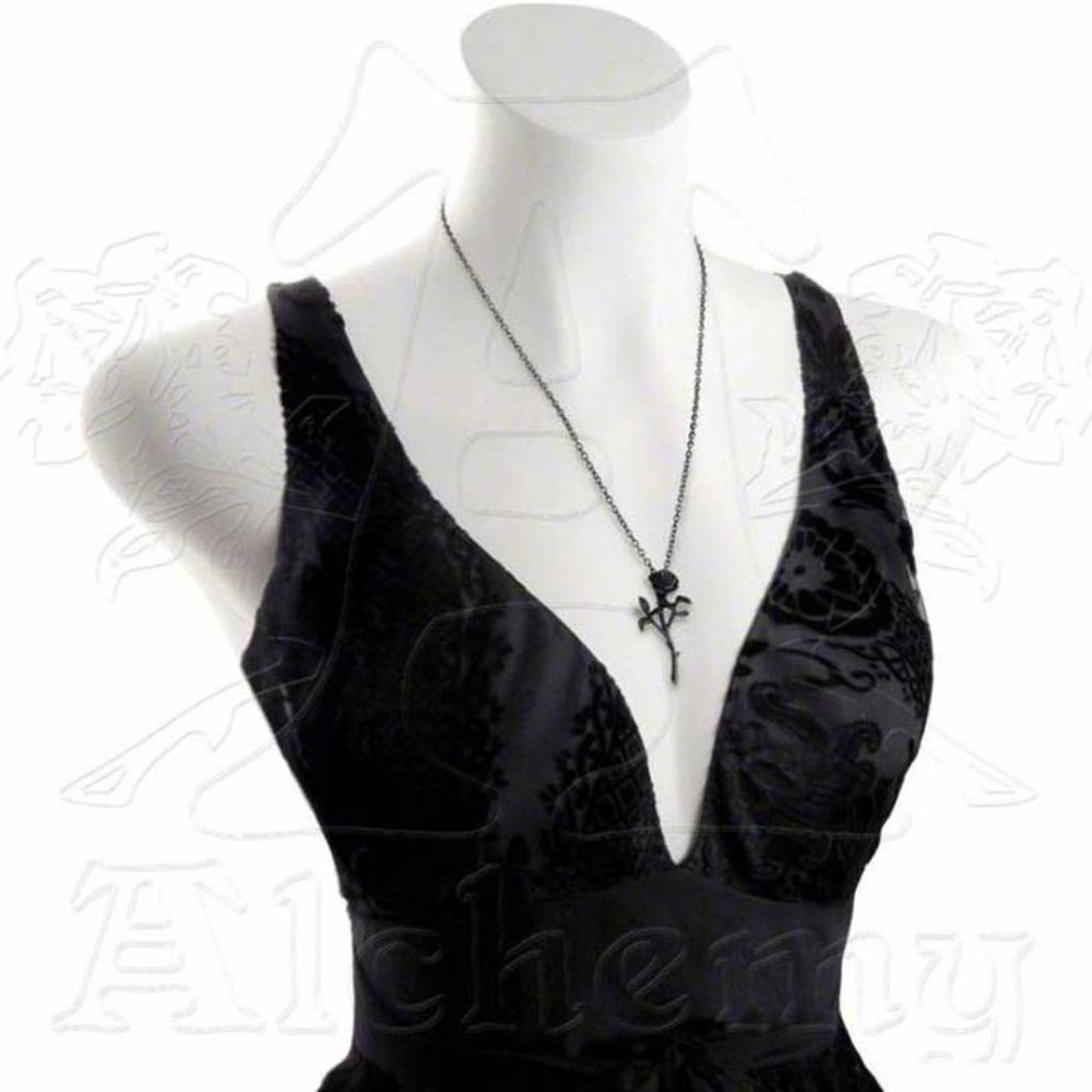 Alchemy Gothic Romantic Black Rose Pendant NWT - Picture 5 of 6